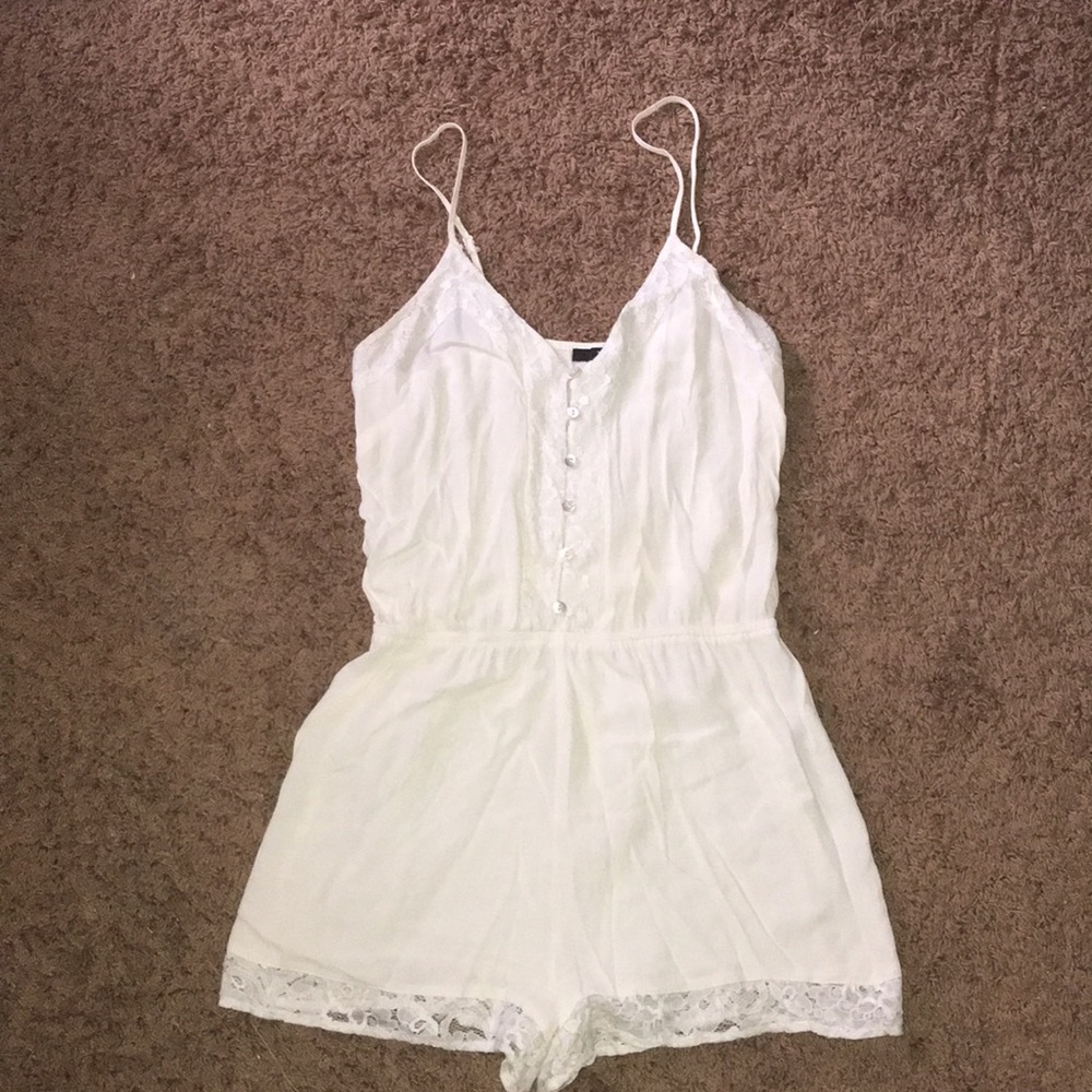 cute and comfortable cream and lace romper
